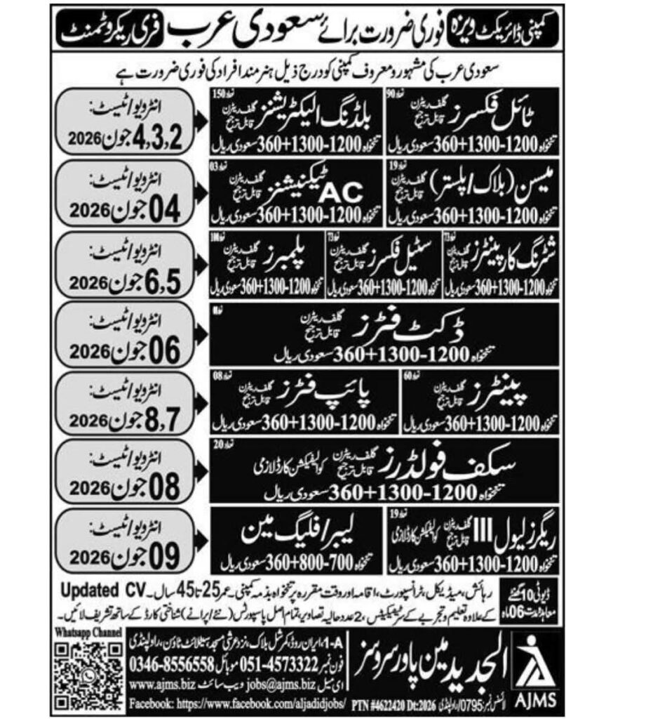 Construction company jobs in Saudi Arabia 2026