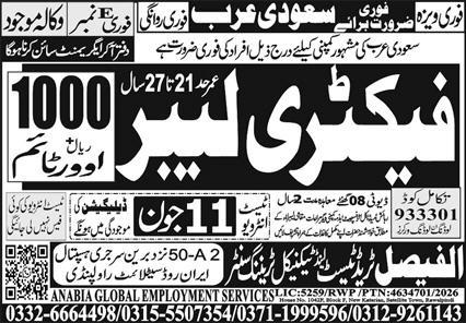 Factory worker Jobs in saudi arabia 2026
