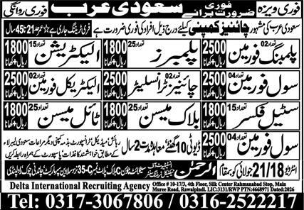 Chinese Construction Company Jobs in Riyadh 2026