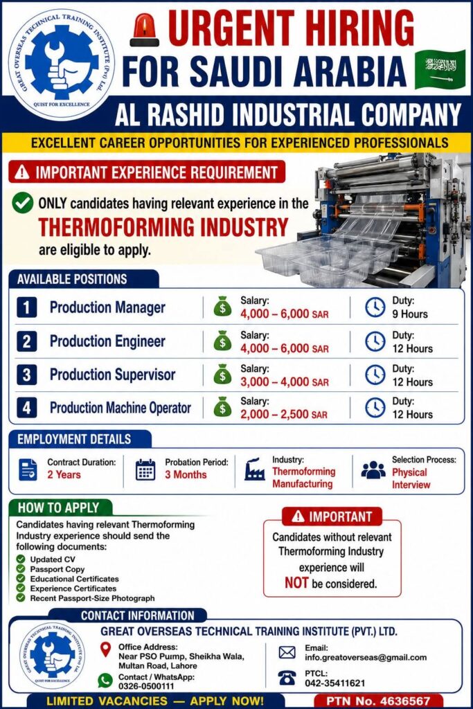 Al rashid Industry Jobs in Saudi Arabia 2026