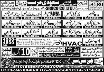 SRACO Company vacancies in Dammam Saudi Arabia 2026