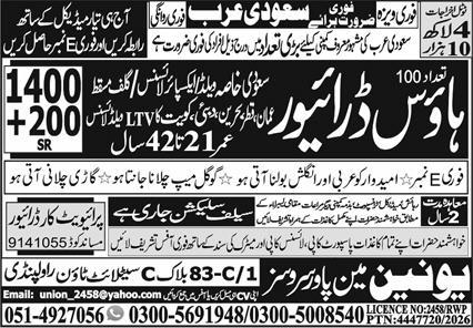 House Driver Jobs in Riyadh Saudi Arabia 2026