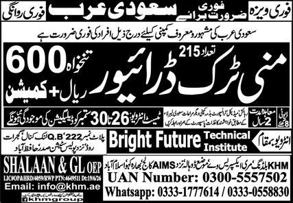 Mini Truck Driver Jobs in Riyadh Saudi Arabia 2026