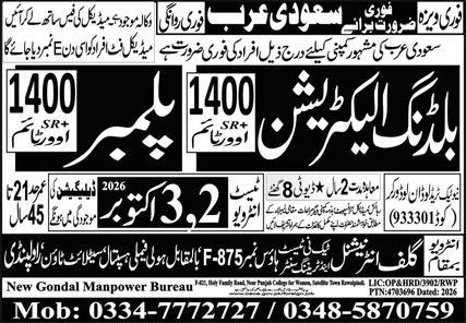 Building Electrician jobs in Riyadh Saudi Arabia 2026
